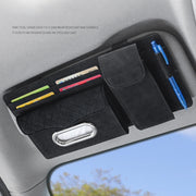 Car Sheepskin Leather Sun Visor Storage Clip (Mint Green)