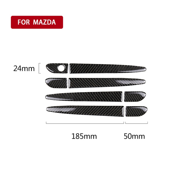 One Set Car Carbon Fiber Outside Door Handle without Smart Hole Decorative Sticker for Mazda CX-5 2017-2018, Right Drive