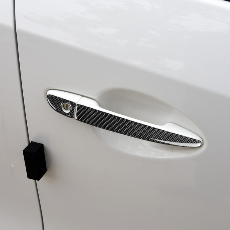 One Set Car Carbon Fiber Outside Door Handle without Smart Hole Decorative Sticker for Mazda CX-5 2017-2018, Right Drive