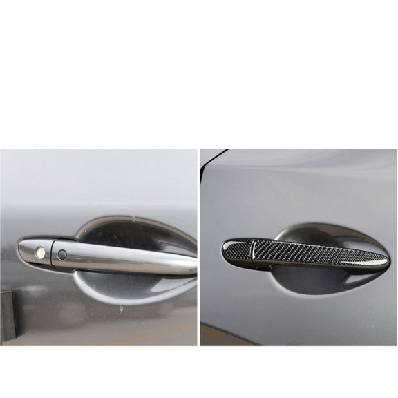 One Set Car Carbon Fiber Outside Door Handle without Smart Hole Decorative Sticker for Mazda CX-5 2017-2018, Right Drive