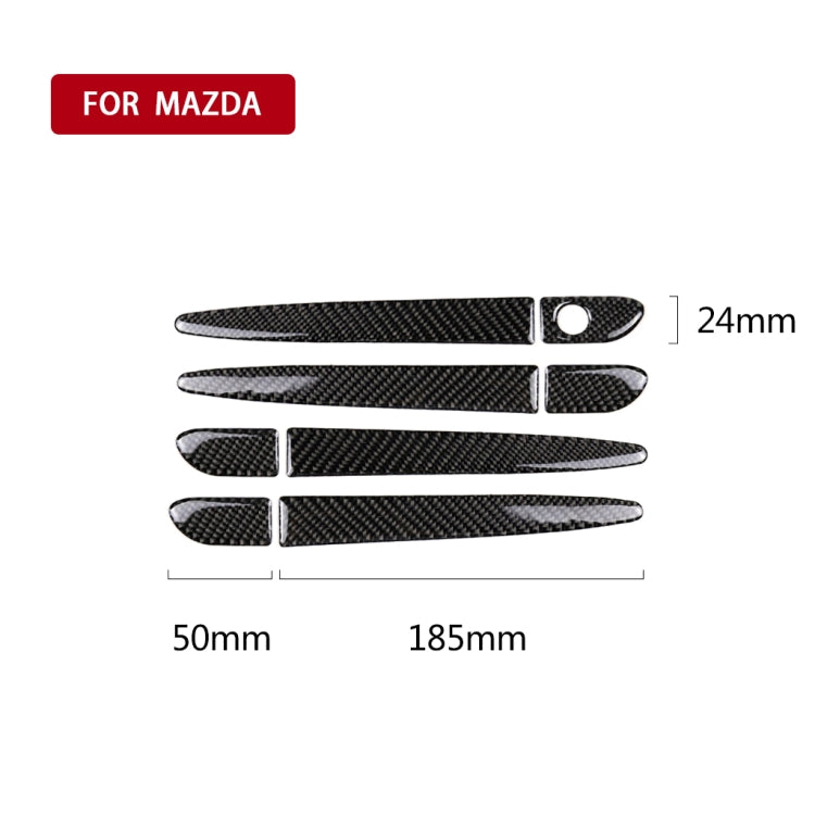 One Set Car Carbon Fiber Outside Door Handle without Smart Hole Decorative Sticker for Mazda CX-5 2017-2018, Left Drive