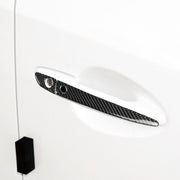 Car Carbon Fiber Outside Door Handle with Smart Hole Decorative Sticker for Mazda CX-5 2017-2018, Left Drive