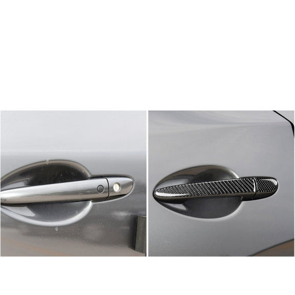 Car Carbon Fiber Outside Door Handle with Smart Hole Decorative Sticker for Mazda CX-5 2017-2018, Left Drive