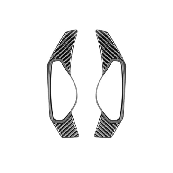 2 PCS Car Carbon Fiber Steering Wheel Paddle Decorative Stickers for Jaguar F-PACE X761 XE X760 XF X260 2016-2020, Left and Right Drive Universal