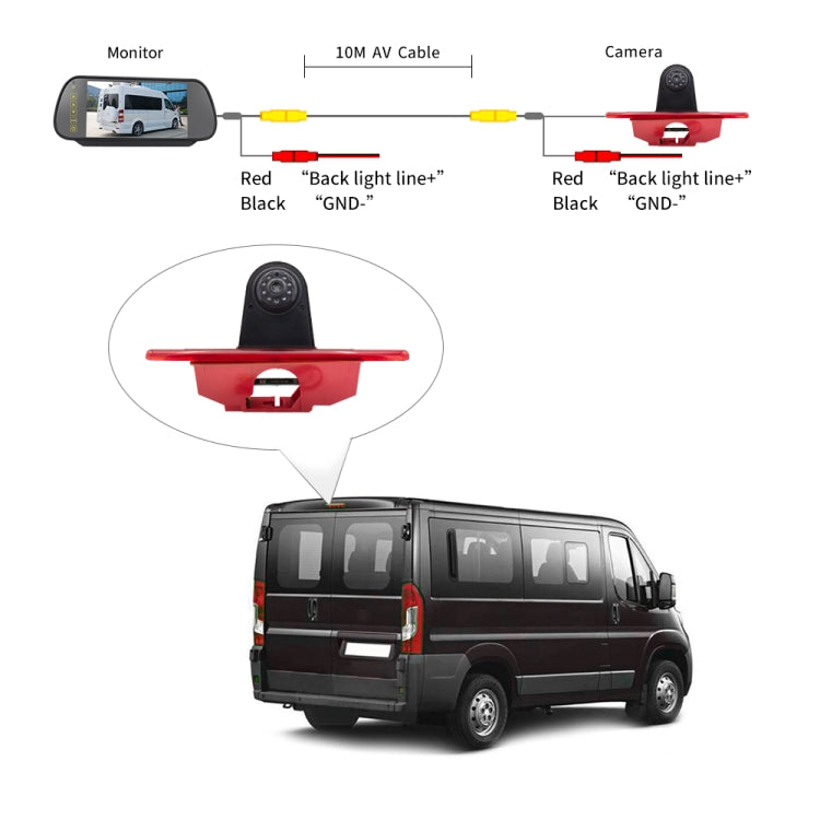 PZ465 Car Waterproof Brake Light View Camera + 7 inch Rearview Monitor for Citroen / Peugeot / Toyota - Rear View Cameras by PMC TechLife | Online Shopping South Africa | PMC TechLife | Buy Now Pay Later Mobicred