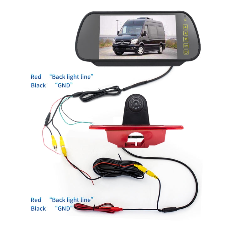 PZ465 Car Water-resistant Brake Light View Camera + 7 inch Rearview Monitor for Citroen / Peugeot / Toyota