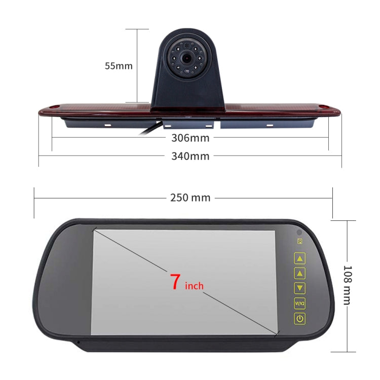 PZ461 Car Waterproof High Position Tail Light Brake Light View Camera + 7 inch Rearview Monitor for Mercedes Benz / Volkswagen - Rear View Cameras by PMC TechLife | Online Shopping South Africa | PMC TechLife | Buy Now Pay Later Mobicred