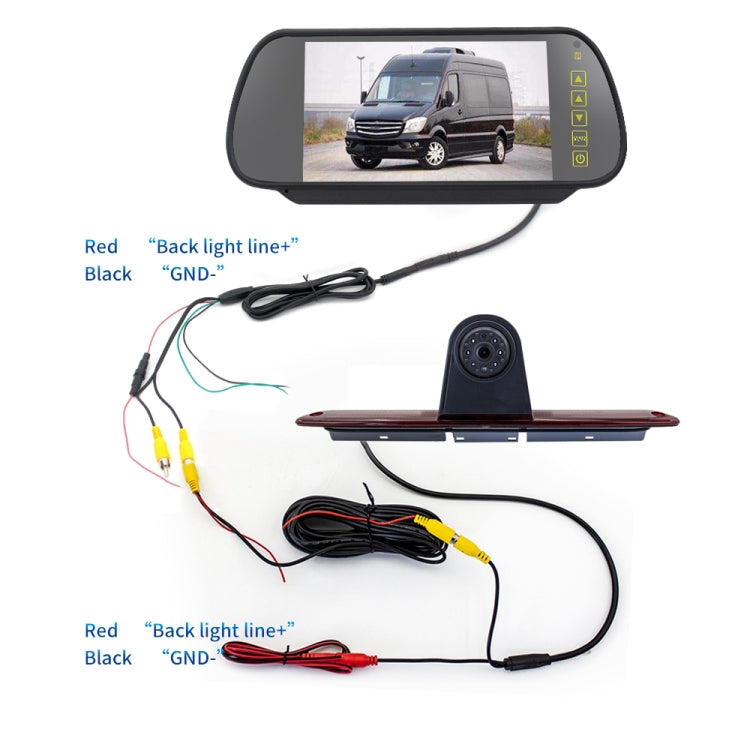 PZ461 Car Waterproof High Position Tail Light Brake Light View Camera + 7 inch Rearview Monitor for Mercedes Benz / Volkswagen - Rear View Cameras by PMC TechLife | Online Shopping South Africa | PMC TechLife | Buy Now Pay Later Mobicred