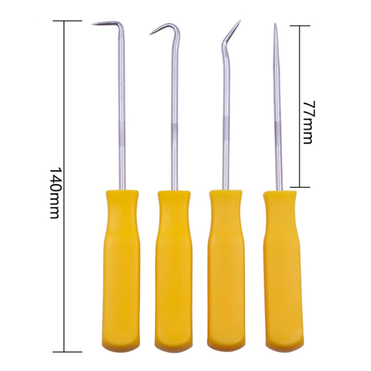 4 PCS Car Pick and Hook Set O Ring Oil Seal Gasket Puller Remover Craft Hand Tool Car Remover Tool Set (Yellow) - Hand Tool Sets by PMC TechLife | Online Shopping South Africa | PMC TechLife | Buy Now Pay Later Mobicred