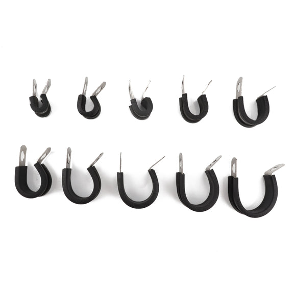 10 PCS Car Rubber Cushion Pipe Clamps Stainless Steel Clamps, Size: 15/8 inch (48mm)