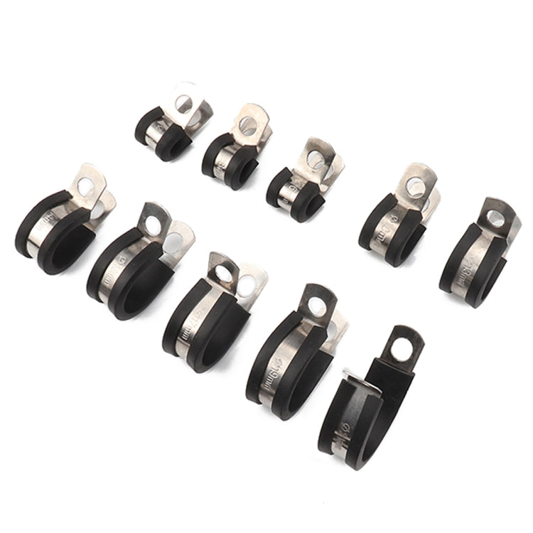 10 PCS Car Rubber Cushion Pipe Clamps Stainless Steel Clamps, Size: 3/8 inch (10mm) - Booster Cable & Clip by PMC TechLife | Online Shopping South Africa | PMC TechLife | Buy Now Pay Later Mobicred