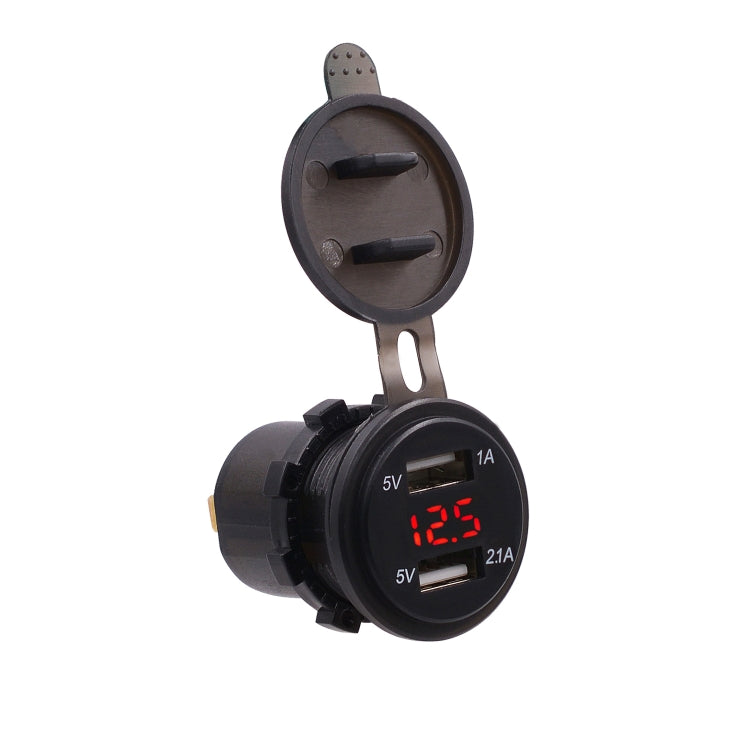 Universal Car Dual Port USB Charger Power Outlet Adapter 3.1A 5V IP66 with LED Digital Voltmeter + 60cm Cable(Red Light) - DIY Modified Charger by PMC TechLife | Online Shopping South Africa | PMC TechLife | Buy Now Pay Later Mobicred
