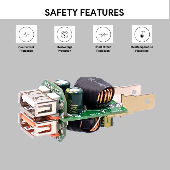 Universal Car QC3.0 Dual Port USB Charger Power Outlet Adapter 5V 2.4A IP66 with 60cm Cable(Red Light)