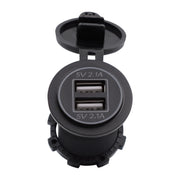 Universal Car Dual USB Charger Power Outlet Adapter 4.2A 5V IP66 with Aperture + 60cm Cable(Blue Light)
