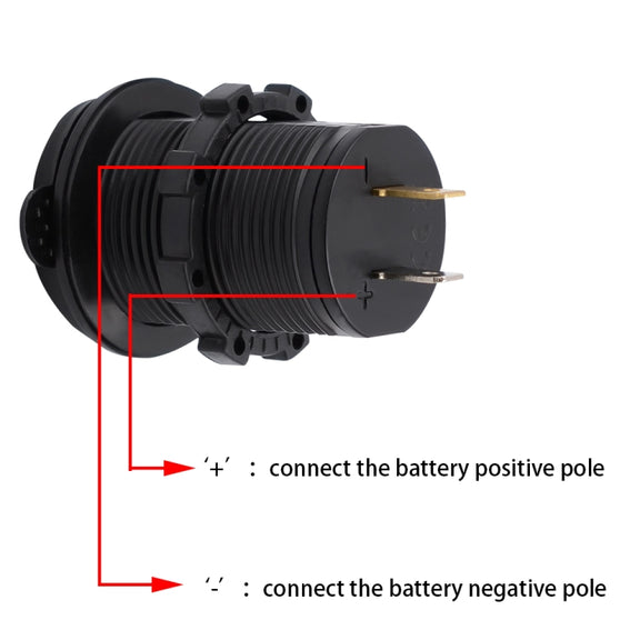 Universal Car Dual USB Charger Power Outlet Adapter 4.2A 5V IP66 with Aperture + 60cm Cable(Blue Light)