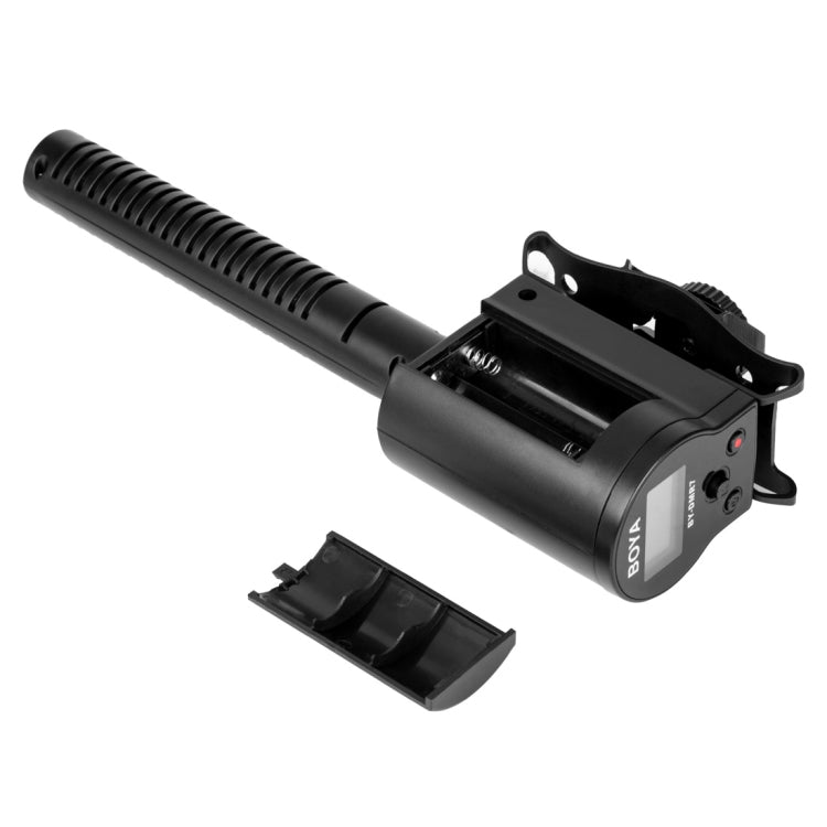 BOYA BY-DMR7 Shotgun Condenser Broadcast Microphone with LCD Display & Integrated Flash Recorder for Canon / Nikon / Sony DSLR Cameras and Video Cameras(Black)