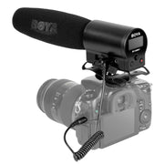 BOYA BY-DMR7 Shotgun Condenser Broadcast Microphone with LCD Display & Integrated Flash Recorder for Canon / Nikon / Sony DSLR Cameras and Video Cameras(Black)