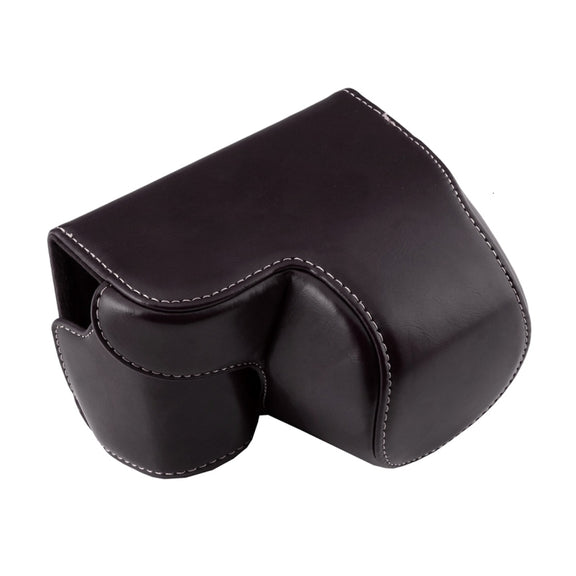 Full Body Camera PU Leather Case Bag with Strap for Sony A6000 / A6300 / Nex 6(Black)