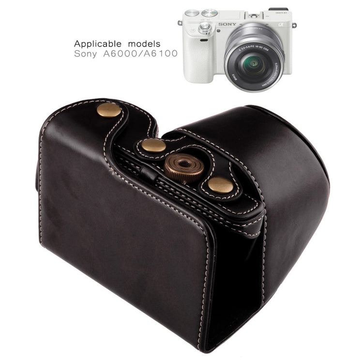 Full Body Camera PU Leather Case Bag with Strap for Sony A6000 / A6300 / Nex 6(Black)