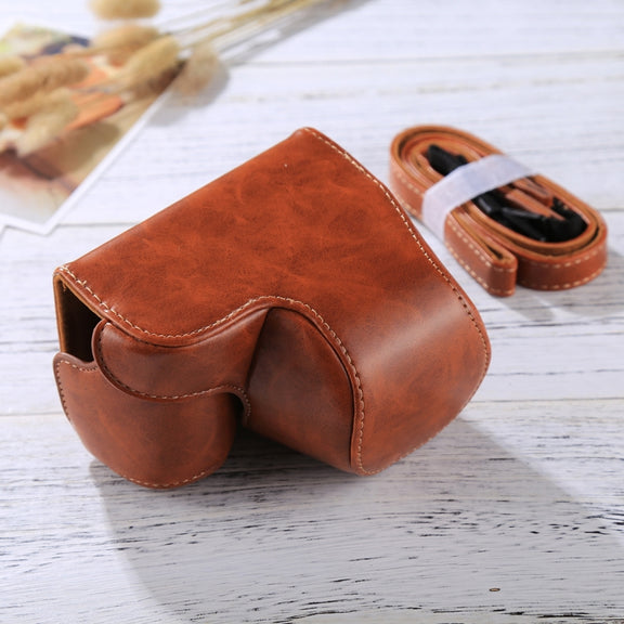Full Body Camera PU Leather Case Bag with Strap for Sony A6000 / A6300 / Nex 6(Brown)