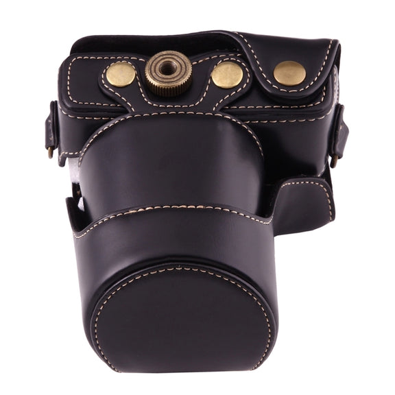 Full Body Camera PU Leather Case Bag with Strap for Canon EOS M10(Black)
