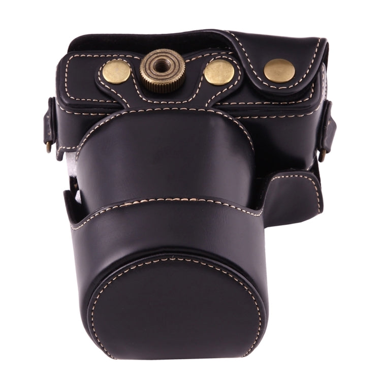 Full Body Camera PU Leather Case Bag with Strap for Canon EOS M10(Black)