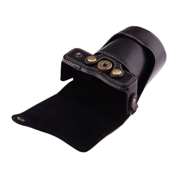 Full Body Camera PU Leather Case Bag with Strap for Canon EOS M10(Black)