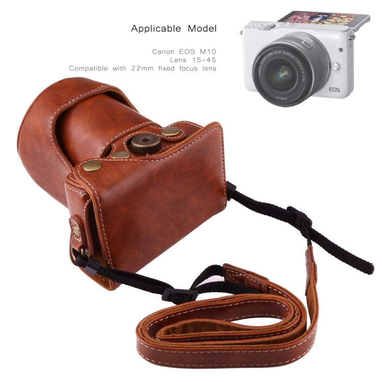 Full Body Camera PU Leather Case Bag with Strap for Canon EOS M10(Brown) - free shipping - PMC TechLife - Order now!