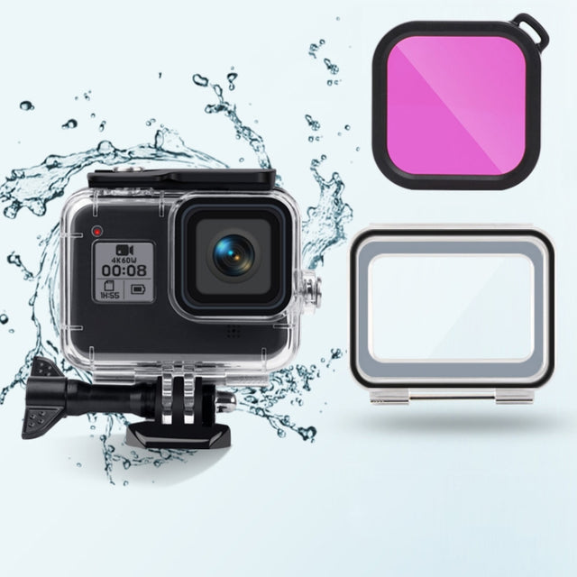 45m Water-resistant Case + Touch Back Cover + Color Lens Filter for GoPro HERO8 Black (Purple)