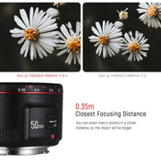 YONGNUO YN50MM F1.8C II F1.8 Auto Focus Lens for Canon EF Mount New Lens (Black)