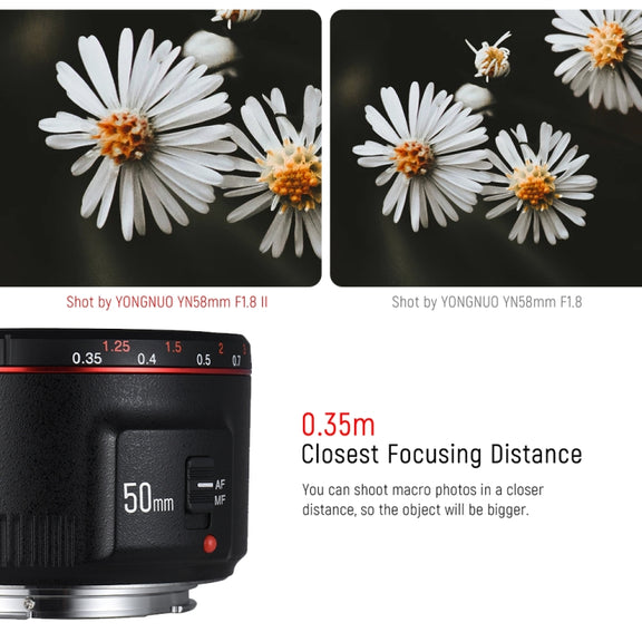 YONGNUO YN50MM F1.8C II F1.8 Auto Focus Lens for Canon EF Mount New Lens (Black)