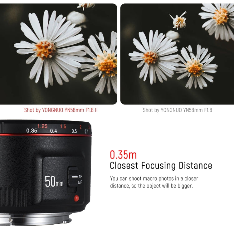 YONGNUO YN50MM F1.8C II F1.8 Auto Focus Lens for Canon EF Mount New Lens (Black)