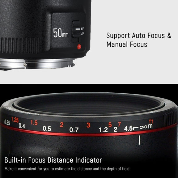 YONGNUO YN50MM F1.8C II F1.8 Auto Focus Lens for Canon EF Mount New Lens (Black)