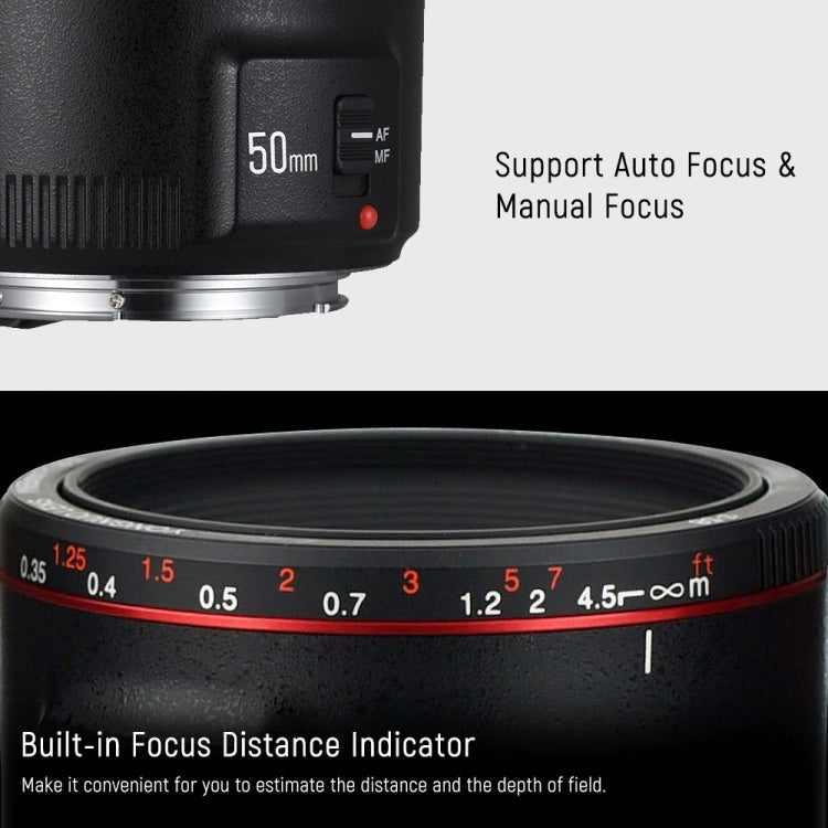 YONGNUO YN50MM F1.8C II F1.8 Auto Focus Lens for Canon EF Mount New Lens (Black)