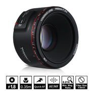 YONGNUO YN50MM F1.8C II F1.8 Auto Focus Lens for Canon EF Mount New Lens (Black)