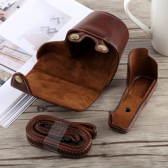 Full Body Camera PU Leather Case Bag with Strap for Sony A5100 (Coffee)