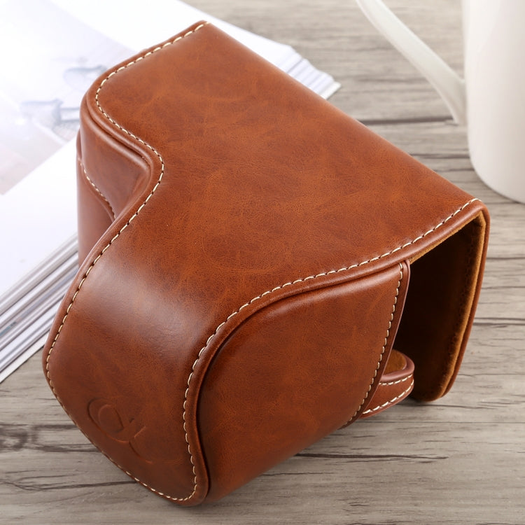 Full Body Camera PU Leather Case Bag with Strap for Sony A6300(Brown) - free shipping - PMC TechLife - Order now!