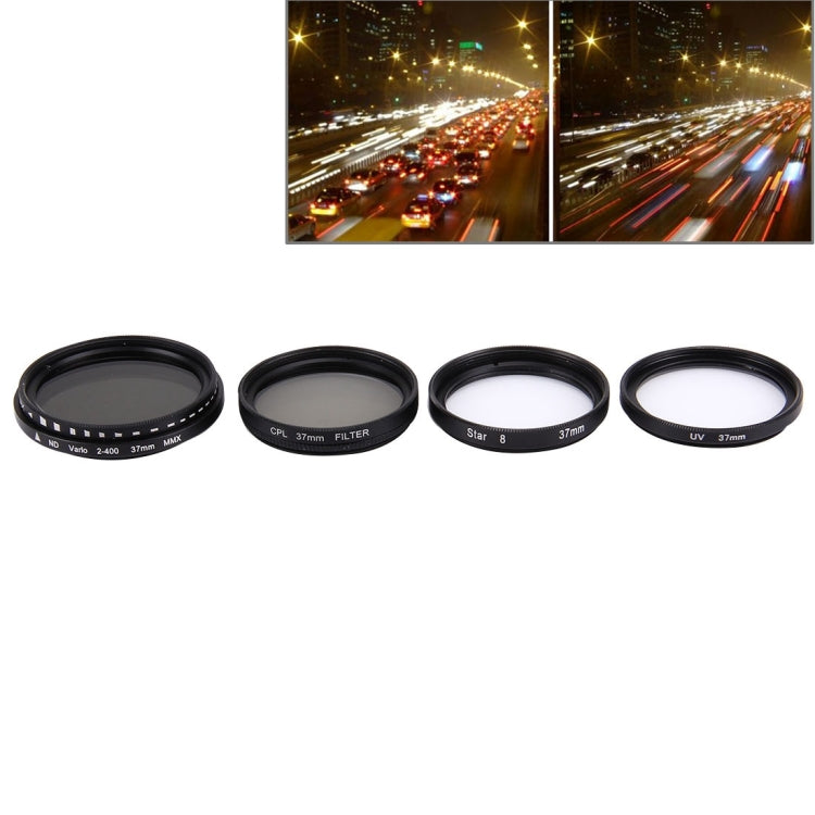 JUNESTAR 4 in 1 Proffesional 37mm Lens Filter(CPL + UV + ND2-400 + Star 8) for GoPro & Xiaomi Xiaoyi Yi Sport Action Camera - Lens Filter by JSR | Online Shopping South Africa | PMC TechLife | Buy Now Pay Later Mobicred