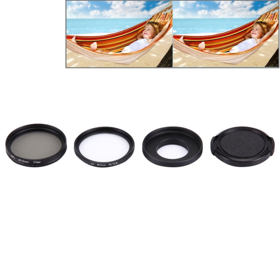 JUNESTAR 4 in 1 Proffesional 40.5mm Lens Filter(CPL + UV) & Water-resistant Housing Case Adapter Ring & Lens Protective Cap for GoPro HERO4 / 3+ / 3 Sport Action Camera