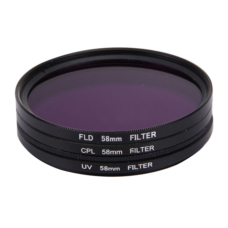 JUNESTAR 3 in 1 Proffesional 58mm Lens Filter(CPL + UV + FLD / Purple) for GoPro & Xiaomi Xiaoyi Yi Sport Action Camera