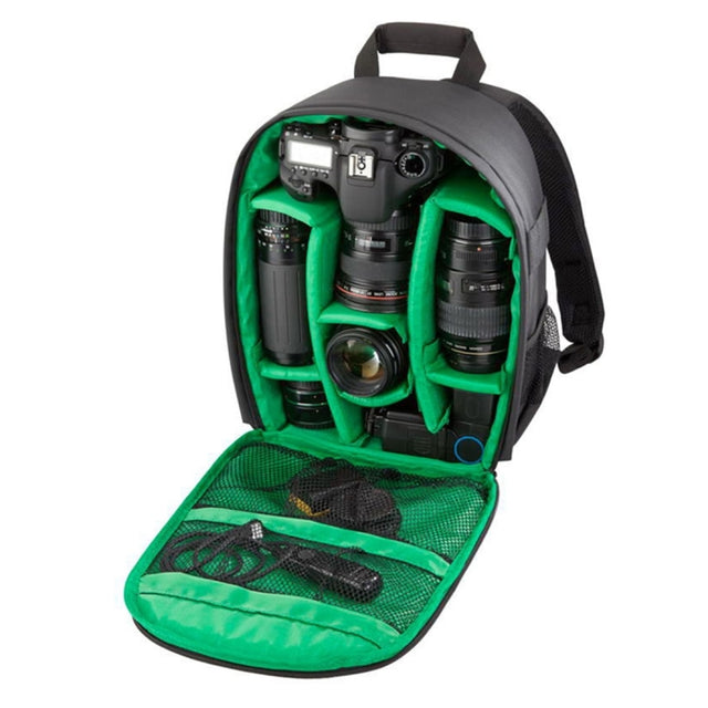 DL-B028 Portable Casual Style Water-resistant Scratch-proof Outdoor Sports Backpack SLR Camera Bag Phone Bag for GoPro, SJCAM, Nikon, Canon, Xiaomi Xiaoyi YI, iPad, Apple, Samsung, Huawei, Size: 27.5 * 12.5 * 34 cm(Green)