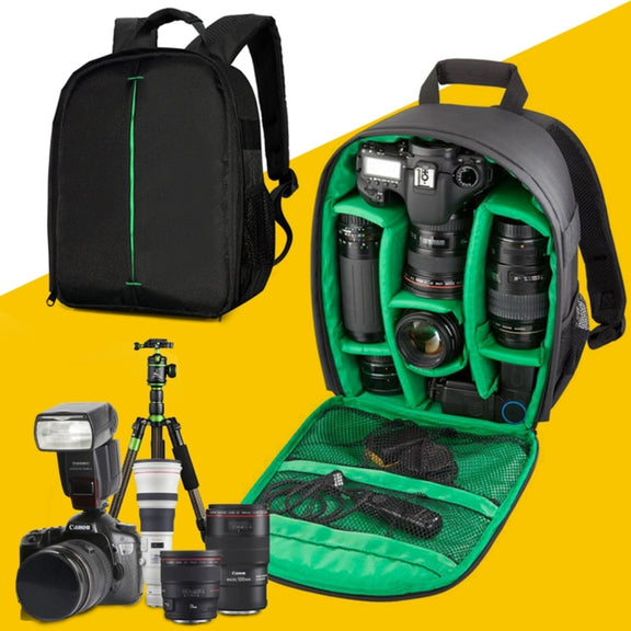 DL-B028 Portable Casual Style Water-resistant Scratch-proof Outdoor Sports Backpack SLR Camera Bag Phone Bag for GoPro, SJCAM, Nikon, Canon, Xiaomi Xiaoyi YI, iPad, Apple, Samsung, Huawei, Size: 27.5 * 12.5 * 34 cm(Green)