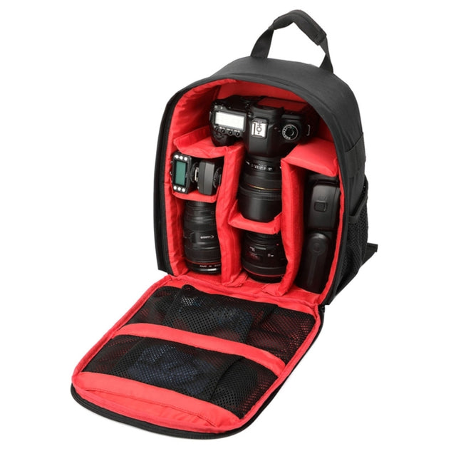 DL-B028 Portable Casual Style Water-resistant Scratch-proof Outdoor Sports Backpack SLR Camera Bag Phone Bag for GoPro, SJCAM, Nikon, Canon, Xiaomi Xiaoyi YI, iPad, Apple, Samsung, Huawei, Size: 27.5 * 12.5 * 34 cm(Red)