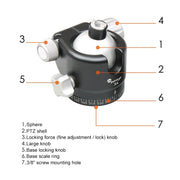 FITTEST X4 Low Center of Gravity High Locking Force Panoramic Ball Head with Quick Release Plate for DSLR & Digital Cameras, Load Max 10kg(Red)