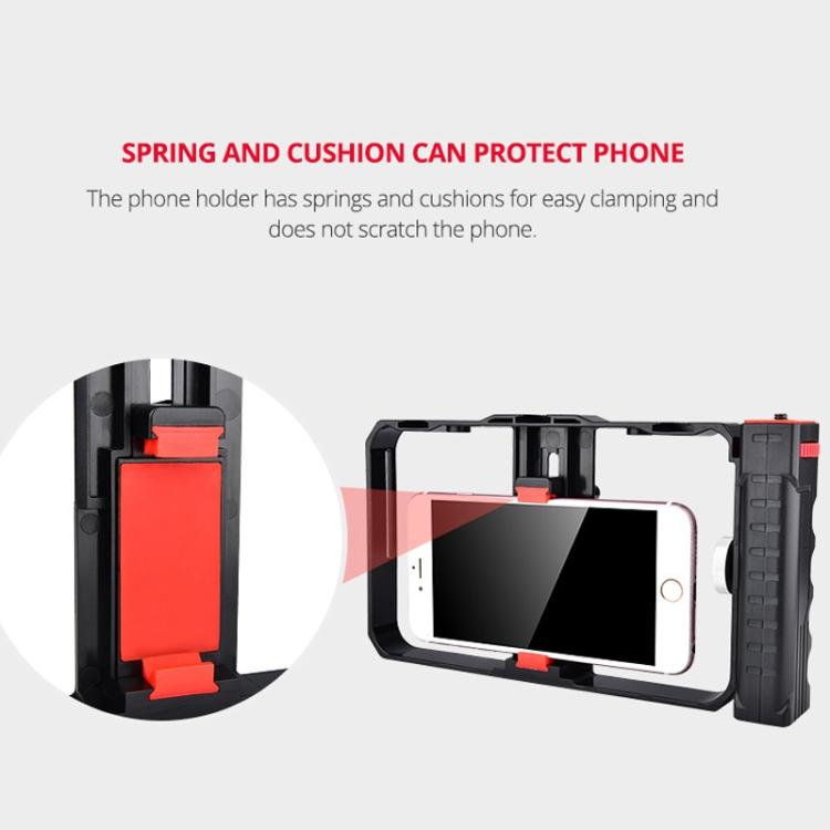 YLG0901B Vlogging Live Broadcast Smartphone Plastic Cage Video Rig Filmmaking Recording Handle Stabilizer Bracket for iPhone, Galaxy, Huawei, Xiaomi, HTC, LG, Google, and Other Smartphones(Black) - Stand by PMC Jewellery | Online Shopping South Africa | PMC Jewellery | Buy Now Pay Later Mobicred