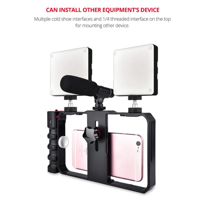 YLG0901B Vlogging Live Broadcast Smartphone Plastic Cage Video Rig Filmmaking Recording Handle Stabilizer Bracket for iPhone, Galaxy, Huawei, Xiaomi, HTC, LG, Google, and Other Smartphones(Black) - Stand by PMC Jewellery | Online Shopping South Africa | PMC Jewellery | Buy Now Pay Later Mobicred