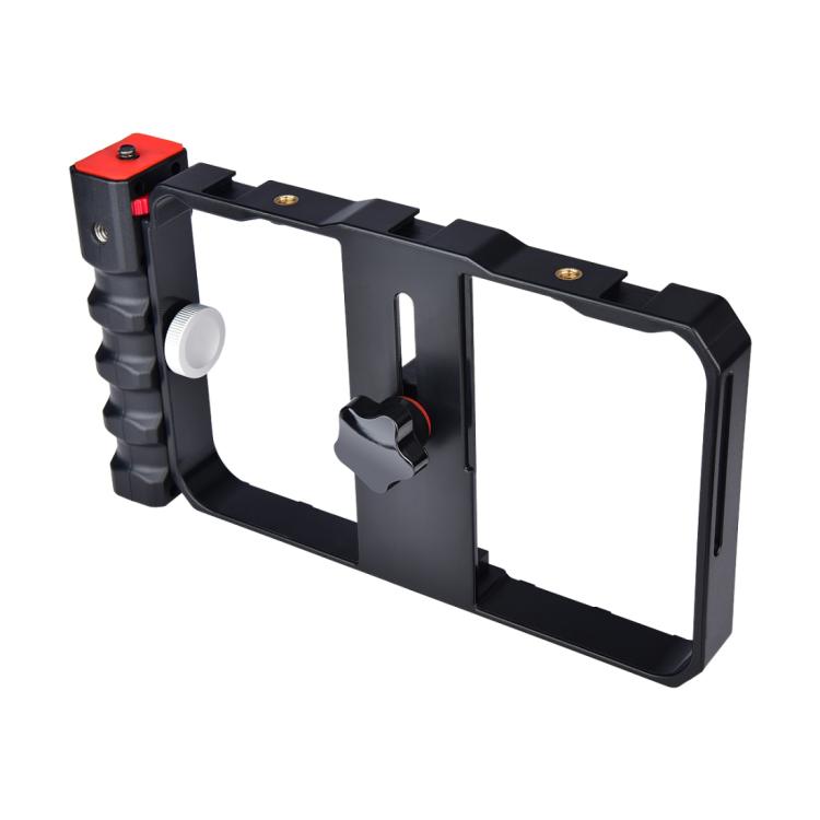 YLG0901B Vlogging Live Broadcast Smartphone Plastic Cage Video Rig Filmmaking Recording Handle Stabilizer Bracket for iPhone, Galaxy, Huawei, Xiaomi, HTC, LG, Google, and Other Smartphones(Black) - Stand by PMC Jewellery | Online Shopping South Africa | PMC Jewellery | Buy Now Pay Later Mobicred