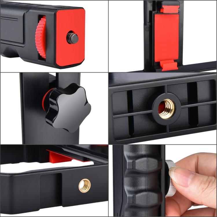 YLG0901B Vlogging Live Broadcast Smartphone Plastic Cage Video Rig Filmmaking Recording Handle Stabilizer Bracket for iPhone, Galaxy, Huawei, Xiaomi, HTC, LG, Google, and Other Smartphones(Black) - Stand by PMC Jewellery | Online Shopping South Africa | PMC Jewellery | Buy Now Pay Later Mobicred