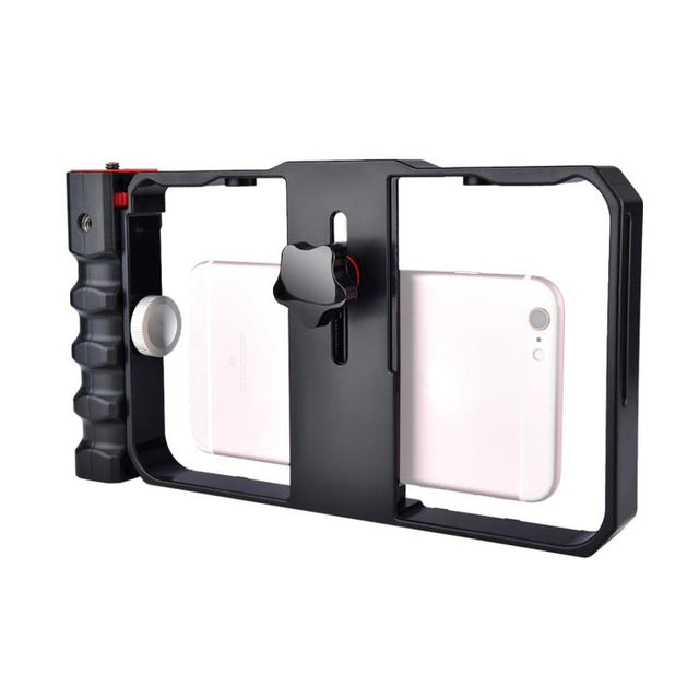 YLG0901B Vlogging Live Broadcast Smartphone Plastic Cage Video Rig Filmmaking Recording Handle Stabilizer Bracket for iPhone, Galaxy, Huawei, Xiaomi, HTC, LG, Google, and Other Smartphones(Black)
