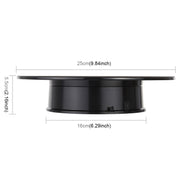 25cm 360 Degree Electric Rotating Turntable Display Stand Video Shooting Props Turntable for Photography, Load 3kg, Powered by Battery(Black White)